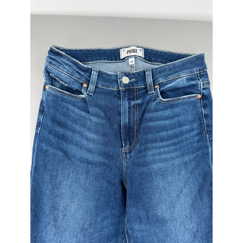 Paige Cindy High Rise Straight Leg Jeans Womens 28 (29x28) Blue Stretch Denim - Picture 2 of 10